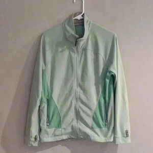 The North Face lime green‎ zip up fleece jacket women's large